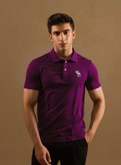 Men's Premium Purple Polo Tee with Contrast Dog Logo – Perfect for Everyday
