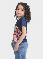 Kids Navy Blue Cartoon Mickey in Style – Funky Blue Tee for Boys & Girls
