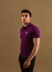 Men's Premium Purple Polo Tee with Contrast Dog Logo – Perfect for Everyday