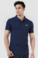 Men Classic Navy Blue Slim Fit Polo T-Shirt – Sleek & Versatile Design