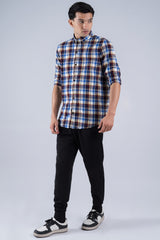 Men Casual Checkered Short Sleeve Shirt – Blue & Maroon Plaid