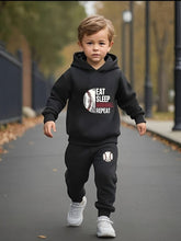 Cozy Baseball Outfit for Kids – Black Hoodie & Pants with Baseball Print