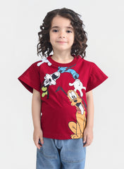 Kids Red Cartoon Print T-Shirt – Short Sleeve Cotton Tee for Boys & Girls