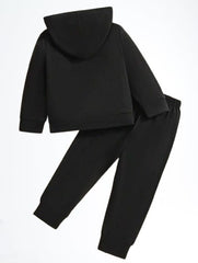 Cozy Baseball Outfit for Kids – Black Hoodie & Pants with Baseball Print