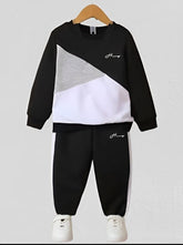 Unisex Stylish Colorblock Tracksuit for Kids – 2-Piece Set