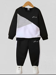 Unisex Stylish Colorblock Tracksuit for Kids – 2-Piece Set