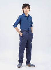 Kids Adidas Blue Track Trousers – Breathable Fabric with Zipper Pocket for Boys