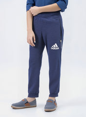 Kids Adidas Blue Track Trousers – Breathable Fabric with Zipper Pocket for Boys