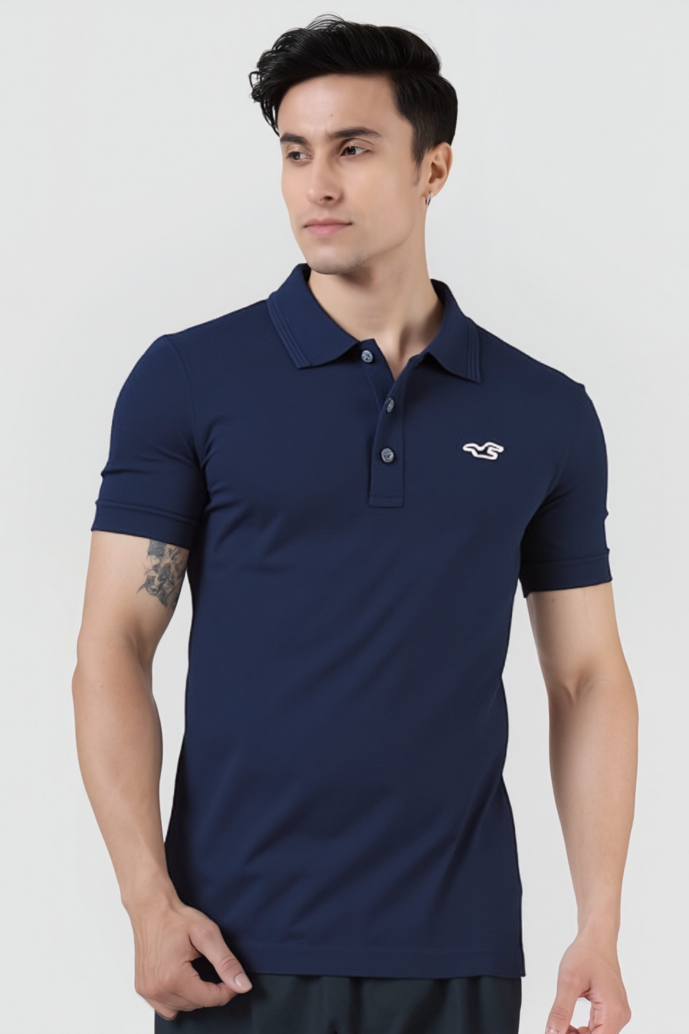 Men Classic Navy Blue Slim Fit Polo T-Shirt – Sleek & Versatile Design
